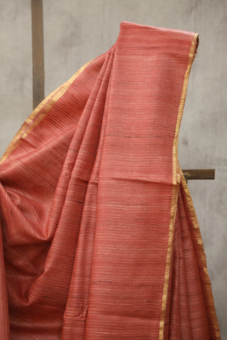 Peach Tussar Silk Saree - SRPTSS991