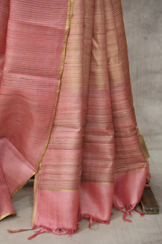 Pink Tussar Silk Saree - SRPTSS945