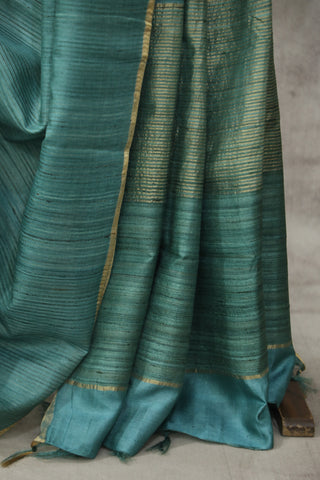 Peacock Blue Tussar Silk Saree - SRPBTSS943