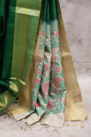 Dark Green Soft Silk Saree - SRBSSS288