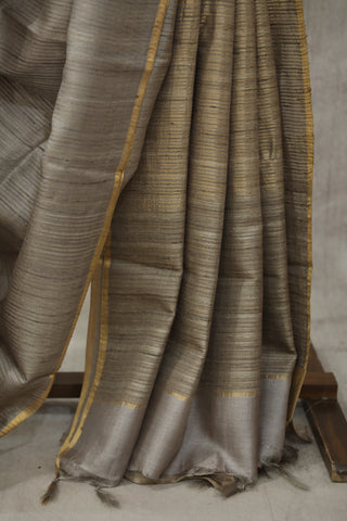 Grey Tussar Silk Saree - SRGTSS944