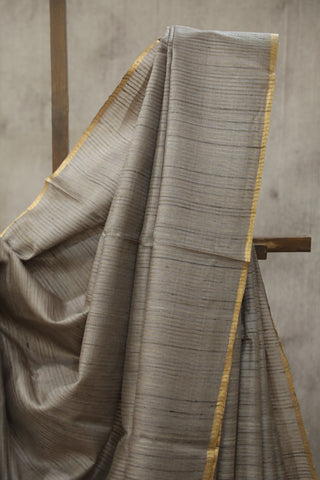 Grey Tussar Silk Saree - SRGTSS944