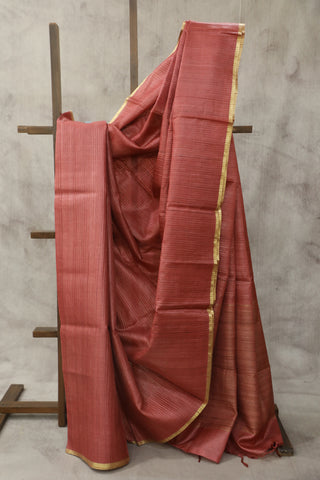 Peach Tussar Silk Saree - SRPTSS994