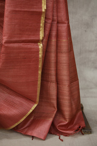 Peach Tussar Silk Saree - SRPTSS994