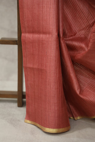 Peach Tussar Silk Saree - SRPTSS994