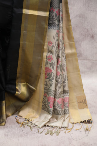 Black Soft Silk Saree - SRBSSS290