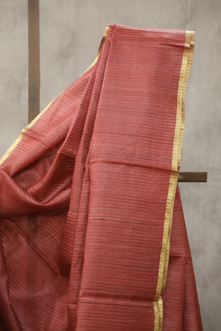 Peach Tussar Silk Saree - SRPTSS994