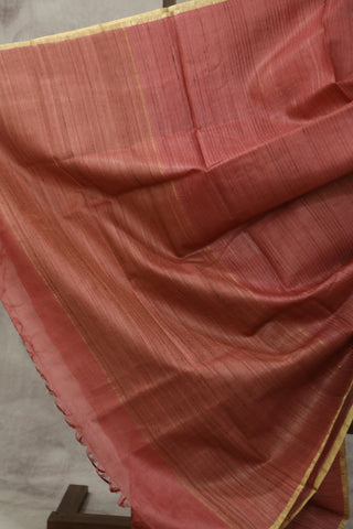 Peach Tussar Silk Saree - SRPTSS994