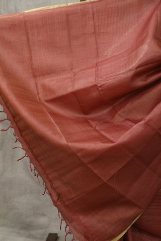 Peach Tussar Silk Saree - SRPTSS994