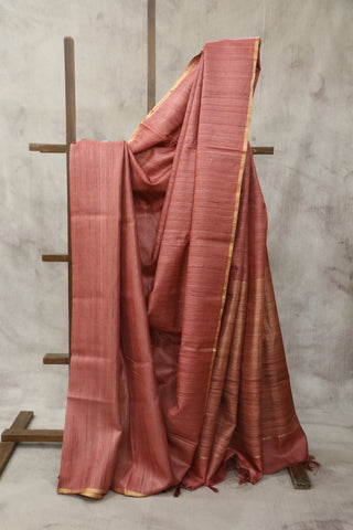 Peach Tussar Silk Saree - SRPTSS992