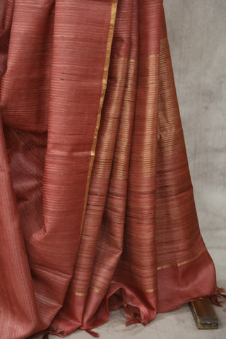 Peach Tussar Silk Saree - SRPTSS992