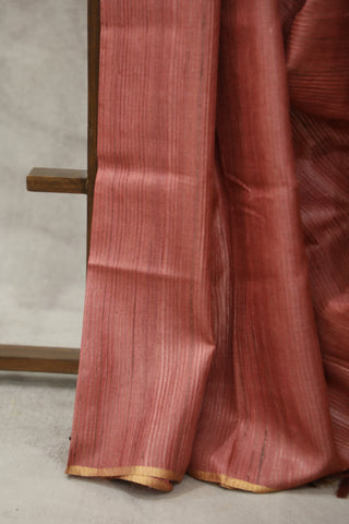 Peach Tussar Silk Saree - SRPTSS992