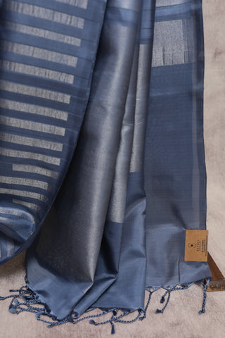 Ash Grey Soft Silk Saree With Plain Grey Pallu - SRAGSSS152