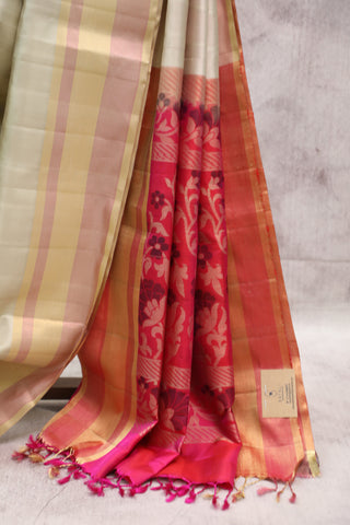 Beige Soft Silk Saree - SRBSSS286