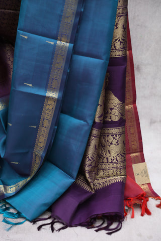 Purple Kanjeevaram Silk Saree with Silver Buttas - SRPKSS570