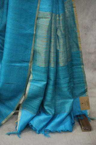 Blue Tussar Silk Saree - SRBTSS940