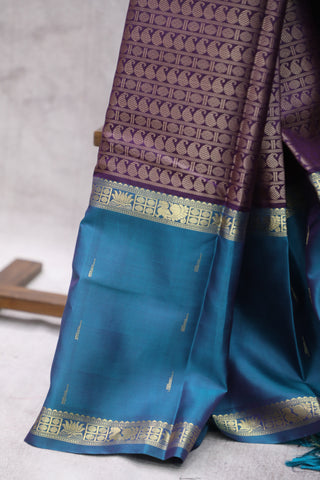 Purple Kanjeevaram Silk Saree with Silver Buttas - SRPKSS570