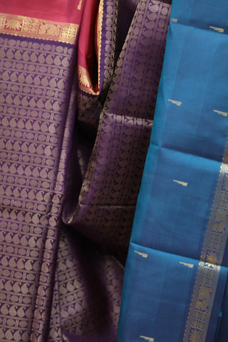 Purple Kanjeevaram Silk Saree with Silver Buttas - SRPKSS570