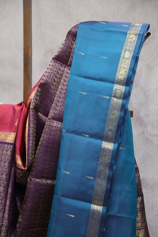 Purple Kanjeevaram Silk Saree with Silver Buttas - SRPKSS570