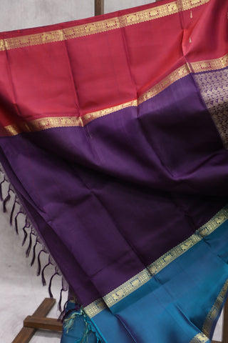 Purple Kanjeevaram Silk Saree with Silver Buttas - SRPKSS570