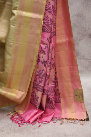 Beige Soft Silk Saree - SRBSSS287