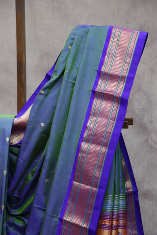 Two Tone Green Silk Paithani Saree - SRTTGSPS439