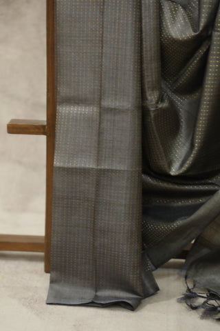 Dark Grey Tussar Silk Saree - SRDGTSS904