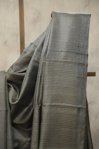 Dark Grey Tussar Silk Saree - SRDGTSS904