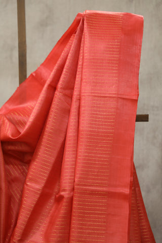 Tomato Red Tussar Silk Saree - SRTRTSS898