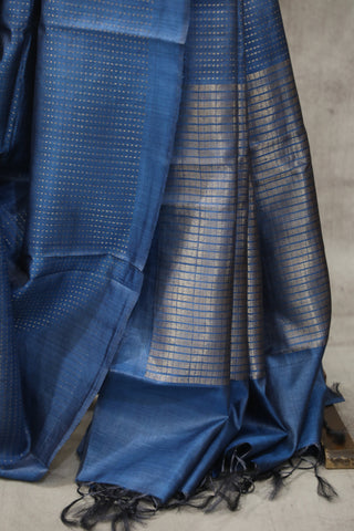 Blue Tussar Silk Saree - SRBTSS901