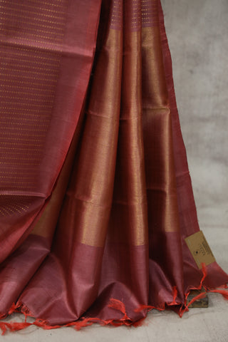 Dark Pink Tussar Silk Saree - SRDPTSS902