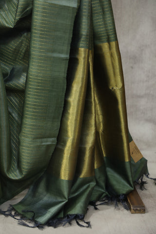 Green Tussar Silk Saree - SRGTSS896