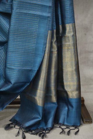 Blue Tussar Silk Saree - SRBTSS897