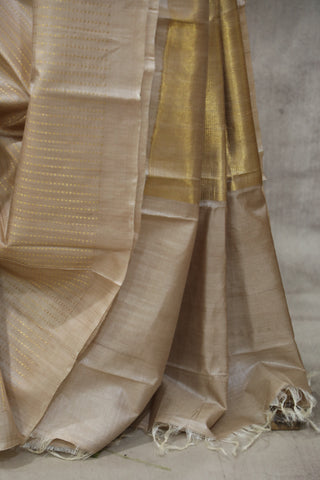 Cream Tussar Silk Saree - SRCTSS900