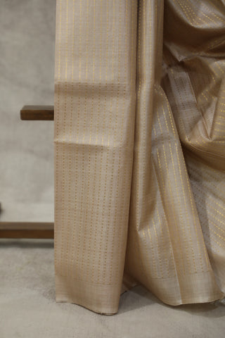 Cream Tussar Silk Saree - SRCTSS900