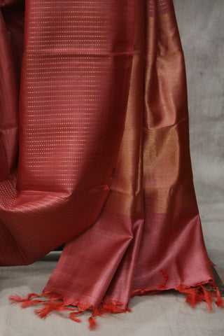 Dark Pink Tussar Silk Saree - SRDPTSS899