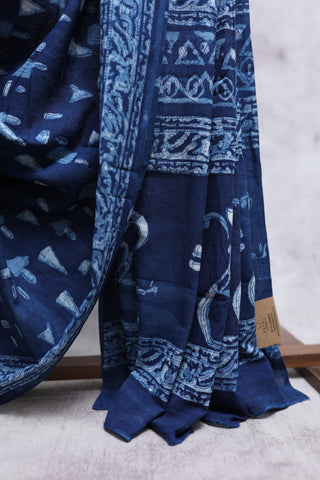 Indigo HBP Cotton Saree -SRICS1248