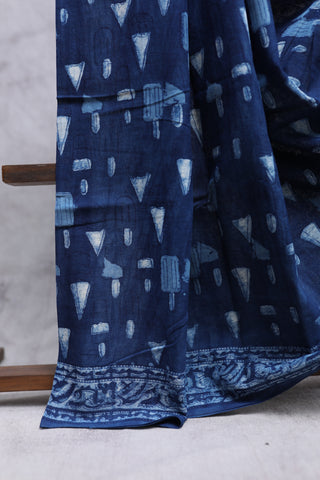 Indigo HBP Cotton Saree -SRICS1248