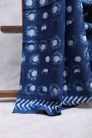 Indigo HBP Cotton Saree -SRICS1249