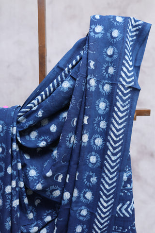 Indigo HBP Cotton Saree -SRICS1249