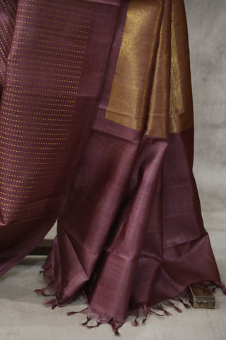 Dusty Lilac Tussar Silk Saree - SRDLTSS959