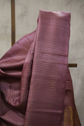 Dusty Lilac Tussar Silk Saree - SRDLTSS959