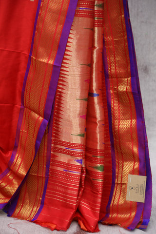 Red Silk Paithani Saree - SRRSPS458