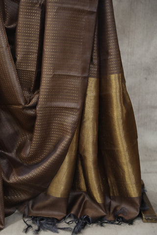 Brown Tussar Silk Saree - SRBTSS960