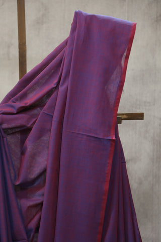 Two Tone Magenta Mulmul Cotton Saree-SRTTMMCS131