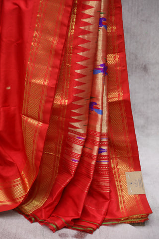 Red Silk Paithani Saree - SRRSPS462