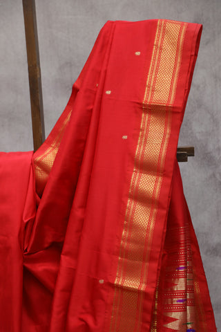 Red Silk Paithani Saree - SRRSPS462