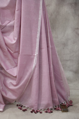 Pastel Purple Mulmul Cotton Saree-SRPPMCS123