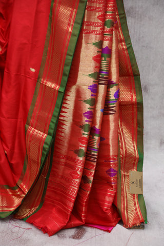 Red Silk Paithani Saree - SRRSPS463