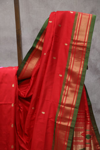 Red Silk Paithani Saree - SRRSPS463